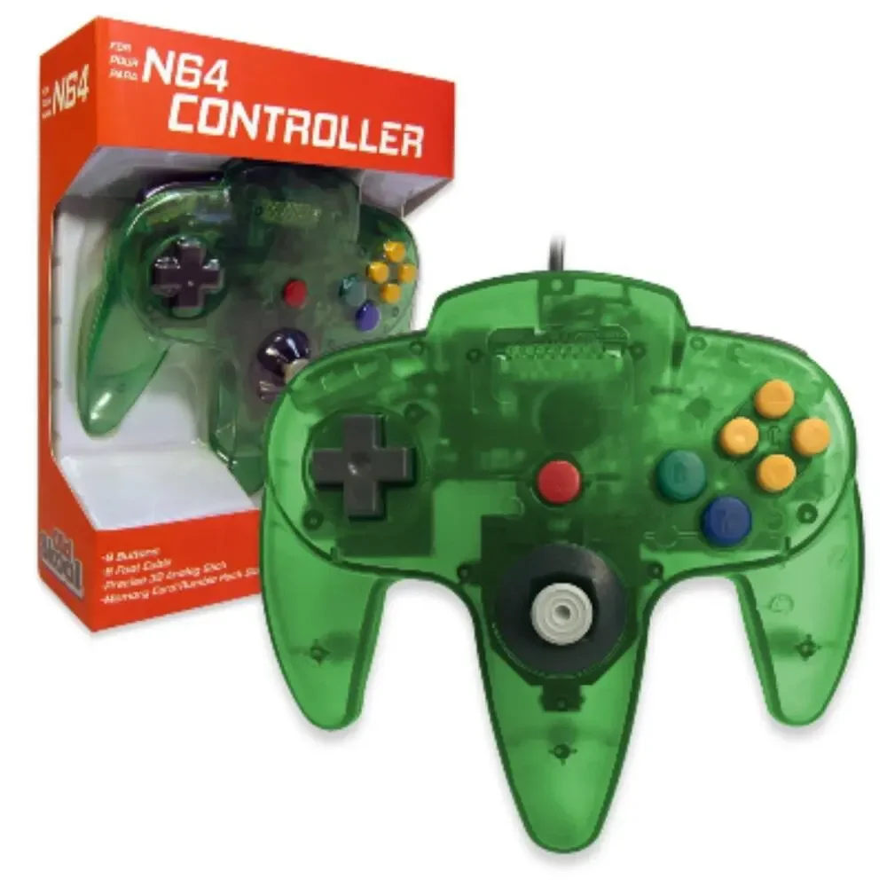 2 N64 Controllers - Jungle Green & Watermelon Red (NEW) - Nintendo64 - Funtastic
